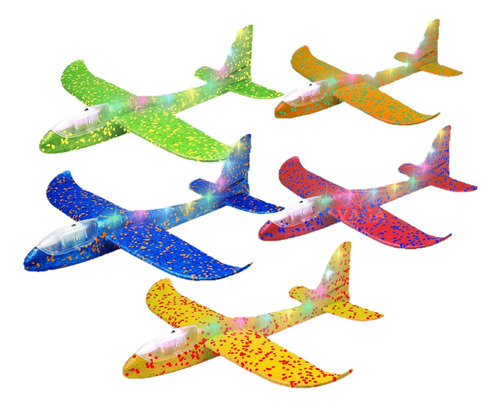 5 Avion De Unicel Grande Con Luz Planeador Aeroplano Ligero Color