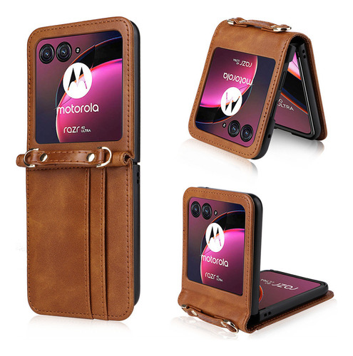 Funda De Piel Y Cordón Para Moto Razr 40 Ultra