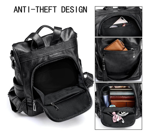 Mochila Antirrobo Para Mujer Monedero Pu Cuero Bordado ...