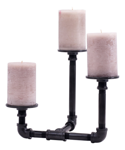 Pipe D??cor Industrial 3 Branch Pillar Candle Holder Ju...