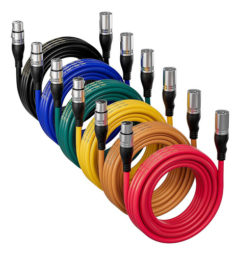 Pack De Cables Xlr Ebxya Multicolor 7,6m C/u, 6 Pcs