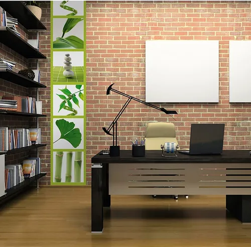 Vinilo Decorativo Pared [08val8ei] Bambu Ginkgo Piedras