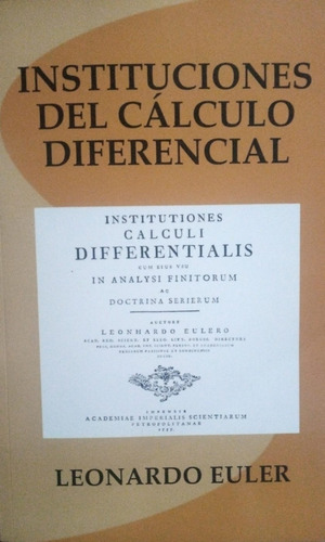 Leonardo Euler Instituciones Del Cálculo Diferencial (Usado)