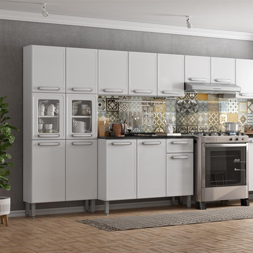 Mueble de cocina Evidence Bertolini de acero blanco con 3 puertas