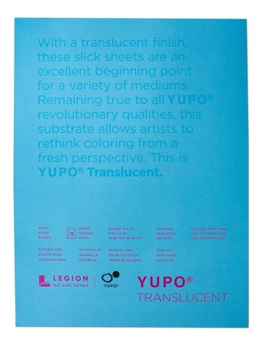 Legion Paper Yupo Block De Papel Translúcido 153gsm 9x12 In 