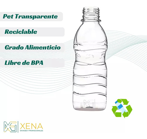 Botella Pet Para Aguas Jugos 250 Ml Tapa Seguridad X 50
