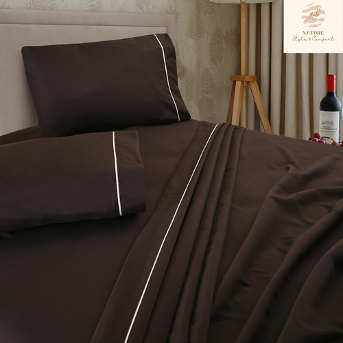 Sábanas King Size 2800 Hilos Extra Suave Premium Lisa Nature Chocolate Liso