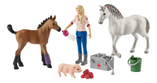 Figura Coleccionable Schleich Veterinario Yegua Y Potro 10p