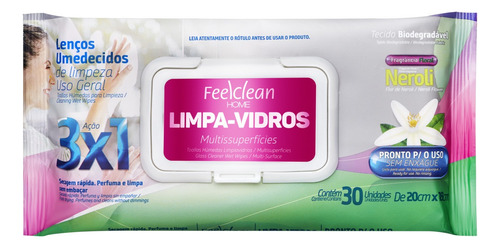 Toalhetes desinfetantes Feelclean Limpa-Vidros Neroli Home pacote 30 u