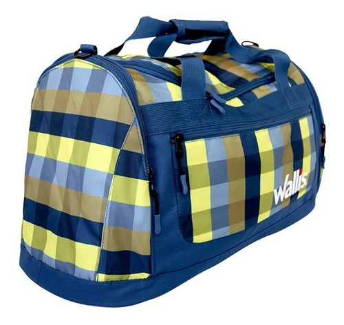 Maleta Deportiva 50l Poliester Cuadros Azul/verde Wallis