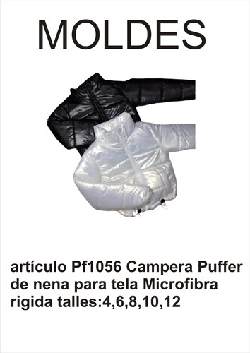 Moldes Patrones Campera Puffer De Nena Para Tela Microfibra 4,6,8,10,12
