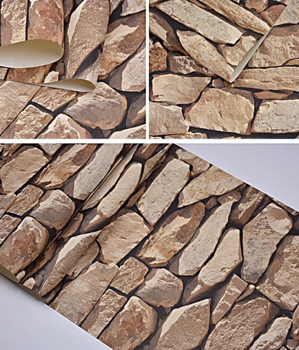 Imagen 3 de 3 de Papel Tapiz Wp54003 Piedra Textura Ladrillos Moderno 3d