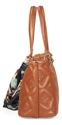 Bolsa Satchel Cloe Para Mujer Mini Con Mascada Color Marrón