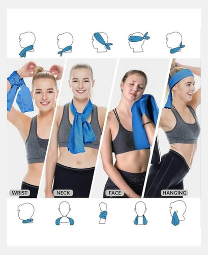 Toalla De Mano Secado Rapido 30x100cm Gimnasio Deportivo Gym Celeste