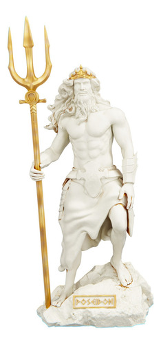 Estátua Poseidon Netuno - Deus Grego Estatueta Escultura Cor Cor mármore dourado