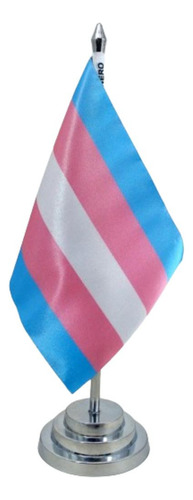 Bandeira Mesa Dupla Face Transgênero Mastro 29 Cm Alt Cetim