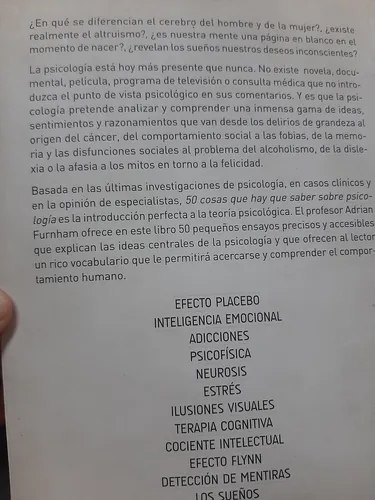 50 Cosas Que Hay Que Saber Sobre Psicología Furnham Ed Ariel (Usado)