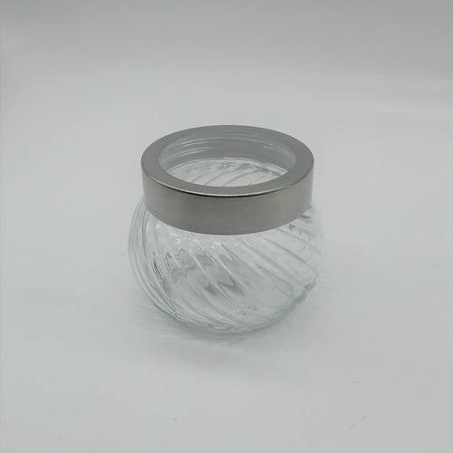 Imagen 2 de 3 de Frasco De Vidrio Acanalado Diagonal Con Tapa Y Visor 9 Cm