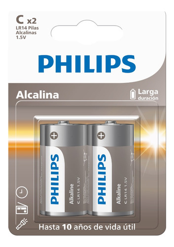 Pila C Alcalina Philips Lr14 1.5v Blister X 2 Unidades