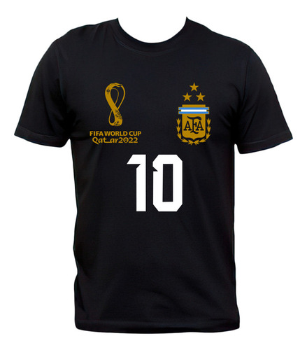 Remera Negra Lionel Messi Camiseta Selección Argentina 2022