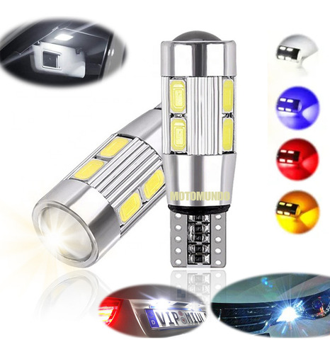 2 Faros Led T10 Lupa  350lm Canbus Pellizco Sin Señal Error
