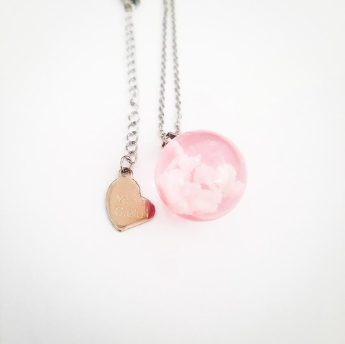 Collar Nubes Cielo Encapsulado Sky Clouds Rosa