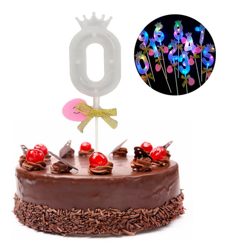 Toppers Numeros Años Luz Led Pastel Cumpleaños Reutilizable