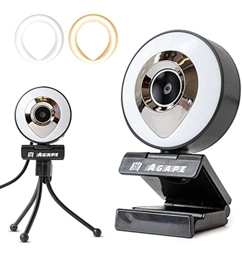 Pc Webcam Con Ring Light| Cámara Web Hd De 1080p Con Micrófo