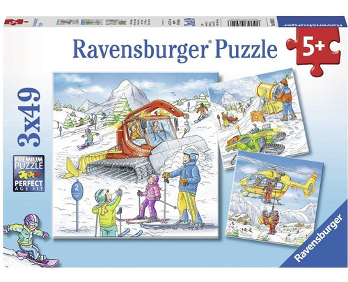 3 Rompecabezas Ravensburger Vamos a esquiar 49 Piezas C/u 5+