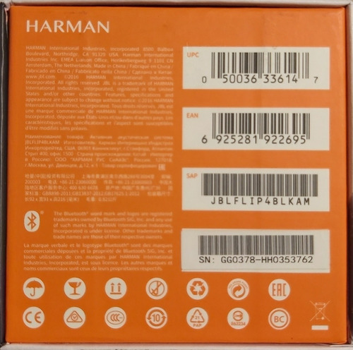 Parlante Bluetooth Jbl Flip 4 By Harman + Caja + Cargador