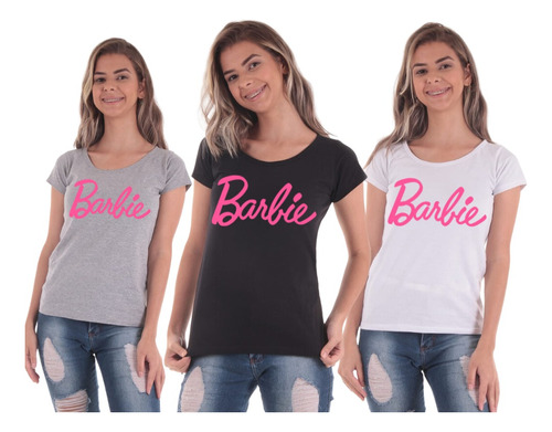 Kit 3 Camisetas Baby Look Feminina Estampada Blusa Básica