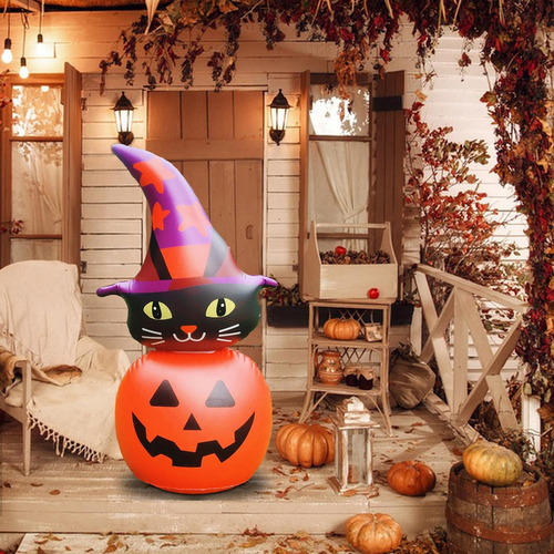 Gato Inflable De La Calabaza De La Decoración De Halloween
