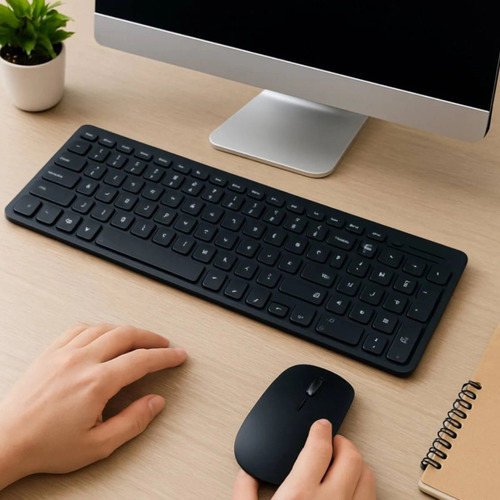 Kit Teclado E Mouse Sem Fio Piracomp Usb Slim Cor Preto 2.4g