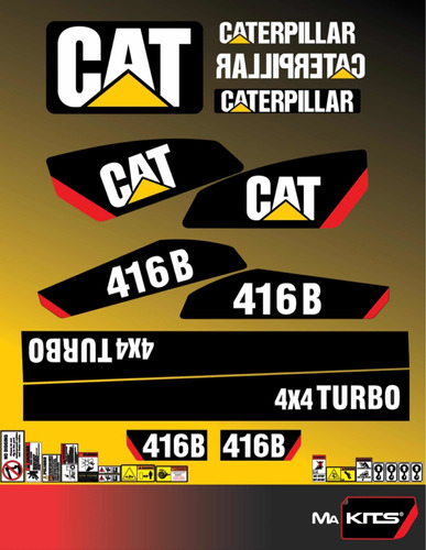 Calcomanías Para Maquinaria 416b Retro Excavadora Cat Modern