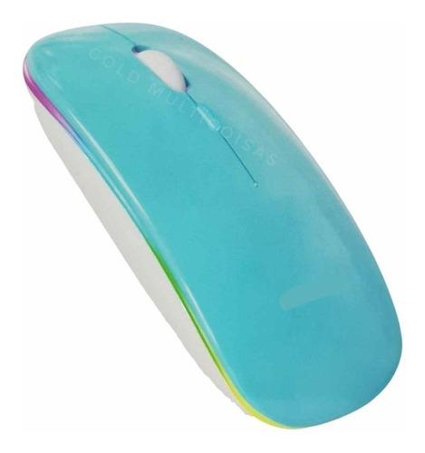 Ratón inalámbrico delgado recargable Bluetooth LED Rgb E-1300 Pro de color azul