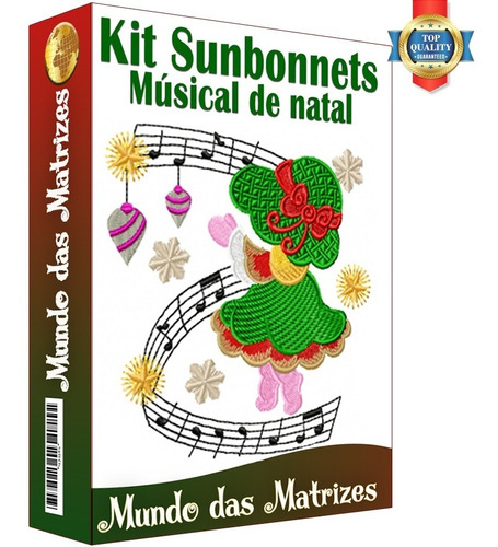 Imagem 1 de 10 de Kit Matrizes Para Bordar Sunbonnets Músical De Natal