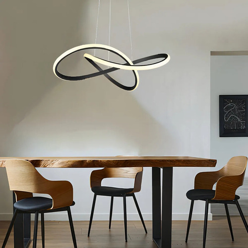 Lustre Pendente Preto Moderno Led Bivolt 3 Cores De Luz Lp02