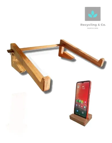 Soporte Notebook Kit Con Base Para Celular Madera