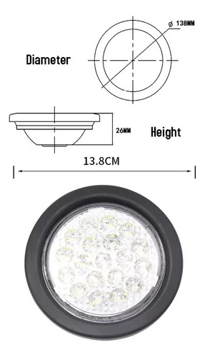 Luz Trasera Camión Luz Trasera 19 Led 12v 4 Pulgadas Blanco