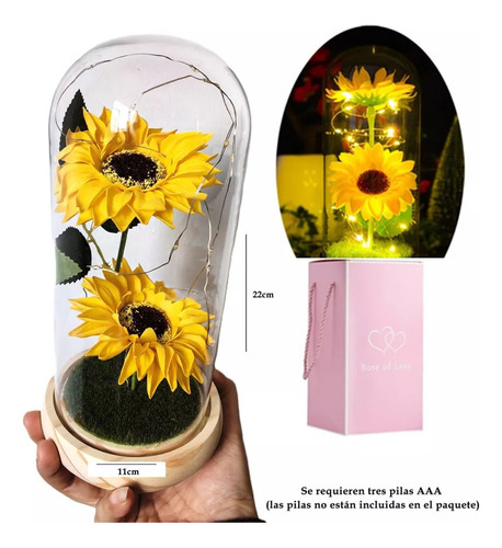 Girasol Eterno Regalo Flor Luces Led