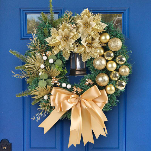/ Corona De Navidad Para Puerta Delantera Con Bola De