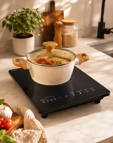 Cooktop Hometrix Elétrico Portátil Para Acampamento, 1 Boca e Vidro Temperado
