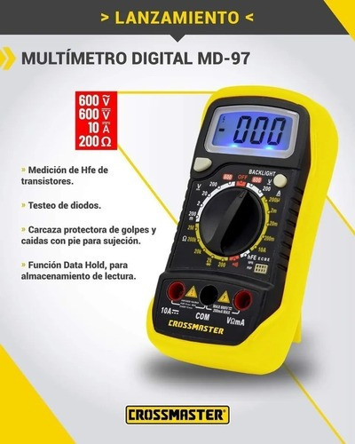 Imagen 2 de 6 de Multimetro Digital Tester Crossmaster 200 - 600v Profesional