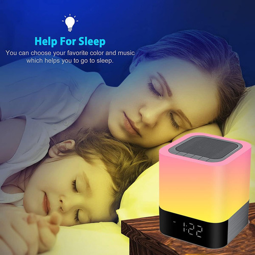 Luces Nocturnas Con Altavoz Bluetooth, Reloj Despertador De