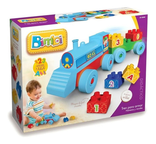 Imagen 4 de 4 de Tren Para Armar Bimbi Con Numeros Y Vocales Planeta Juguete