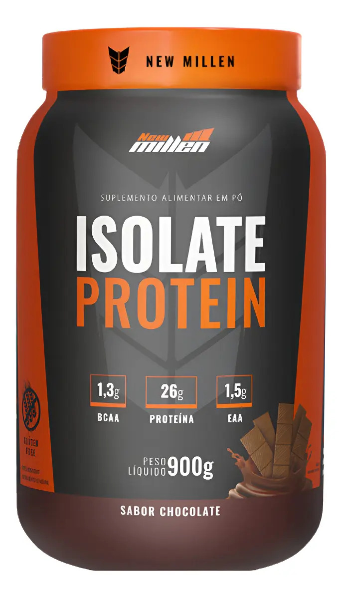 Whey Isolado New Millen Isolate Protein Pó 900g Pote Sabor Chocolate