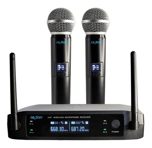 Microfone Sem Fio Ht / Ht Uhf Mão Duplo Profissional Le Son Cor Preto