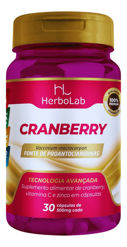 Cranberry Com Vitamina C E Zinco 30 Cápsulas Sabor Neutro