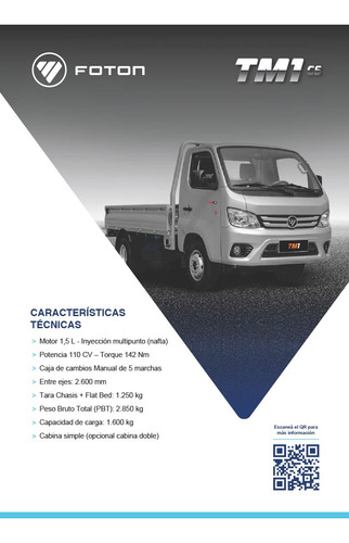 Foton Tm1 Cabina Simple Industria Argentina