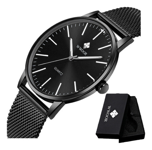 Reloj De Pulsera De Cuarzo Resistente Al Agua Para Hombre Ww Color Del Fondo Negro